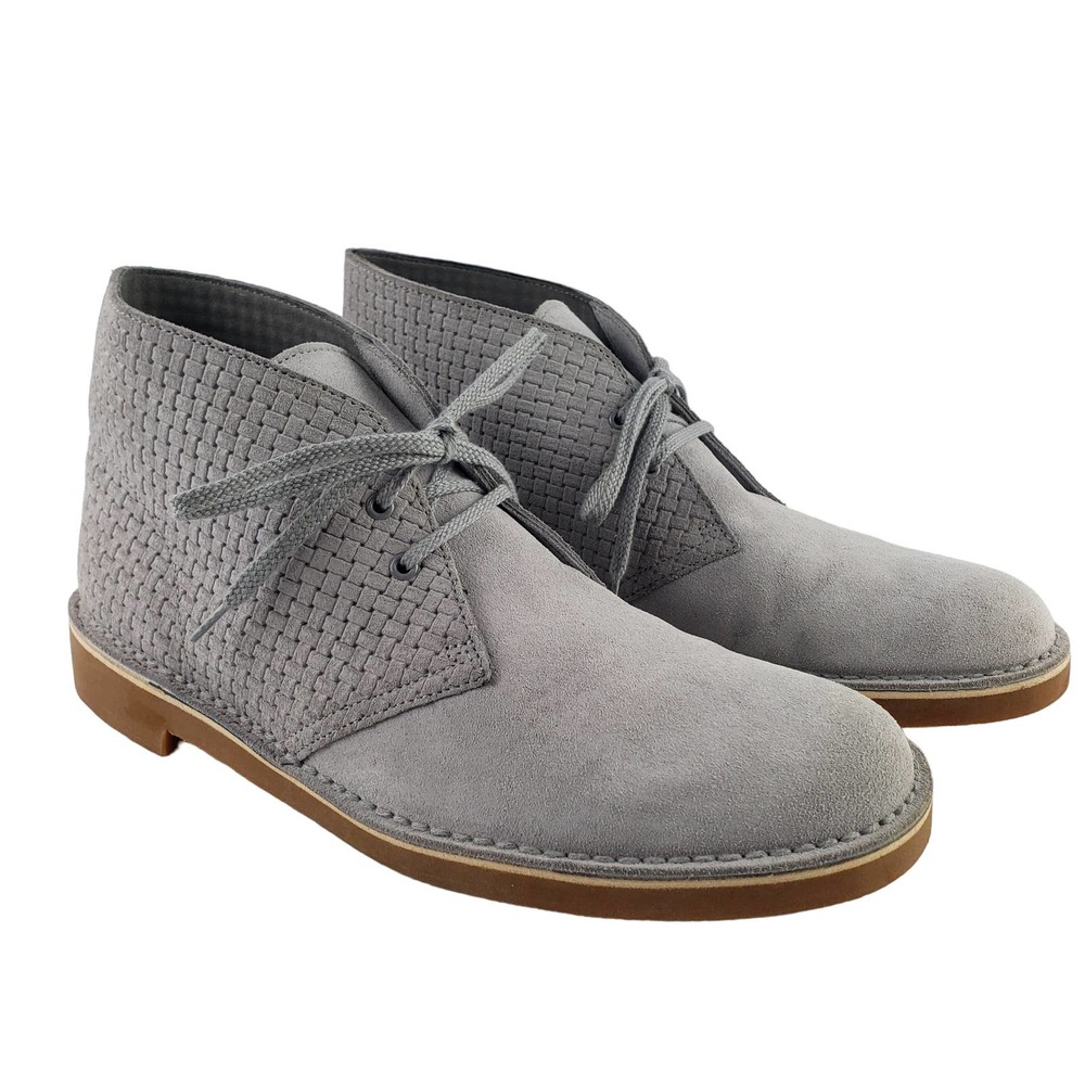 Clarks Men's Size 9 Grey Suede Bushacre 2 Chukka Boots Woven Accent